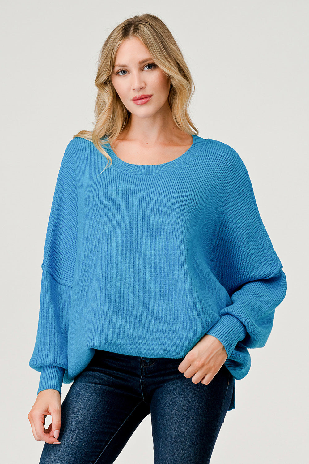 Mbt-3025 Reverse Seam Pullover Sweater Blue -$24.95